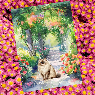 Aangepaste Schattigee Ragdoll Cat Summer Garden Ve Kaart