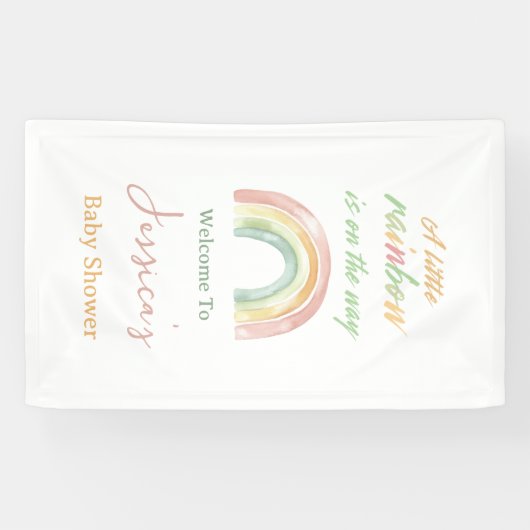 Aangepaste Schattigee Regenboog Baby shower Welkom Spandoek (Horizontaal)