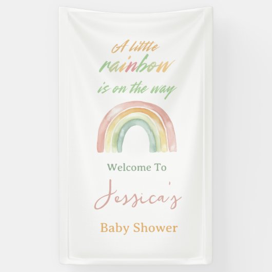 Aangepaste Schattigee Regenboog Baby shower Welkom Spandoek (Verticaal)