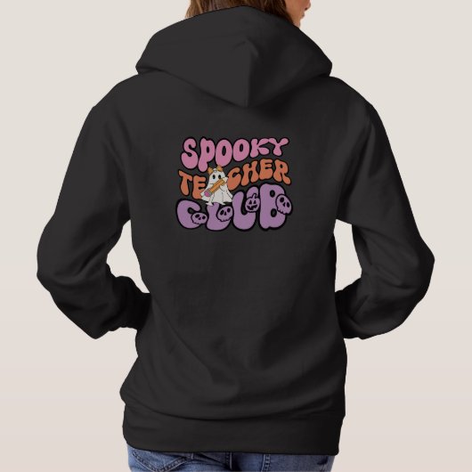 Aangepaste Schattigee Retro Spooky Ghost Teacher C Hoodie (Achterkant)