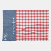Aangepaste Schattigee rood & wit check blauw denim Theedoek (Horizontaal)