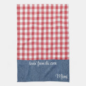 Aangepaste Schattigee rood & wit check blauw denim Theedoek (Verticaal)