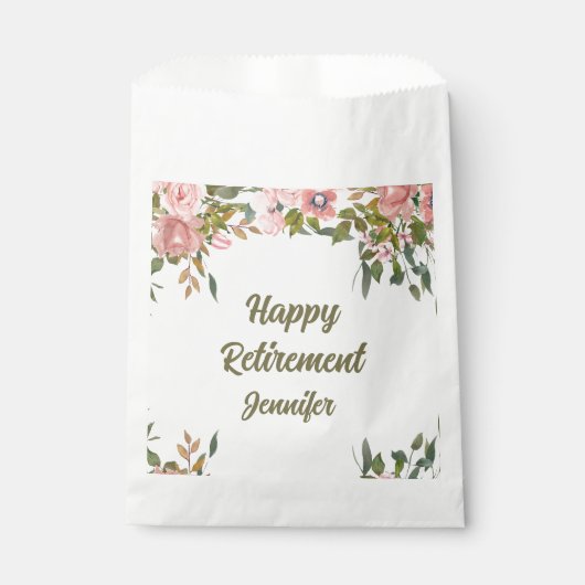 Aangepaste Schattigee Roze Bloemen Greenery Happy  Bedankzakje (Voorkant)