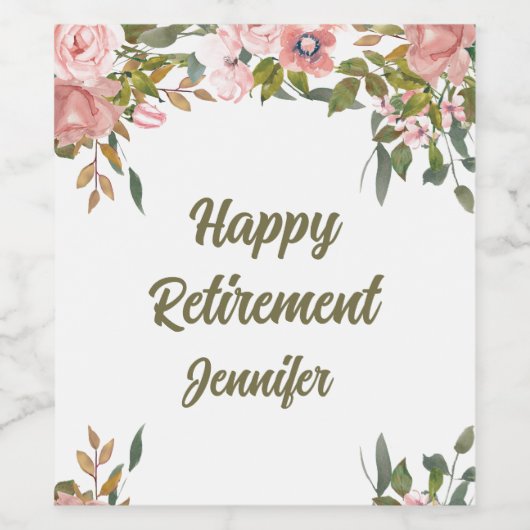 Aangepaste Schattigee Roze Bloemen Greenery Happy  Wijn Etiket (Enkel label)