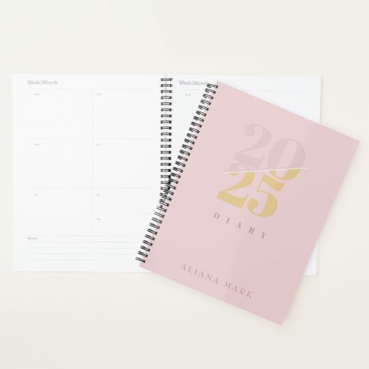 Aangepaste Schattigee Roze Minimal 2025 Kalender P Planner (Display)