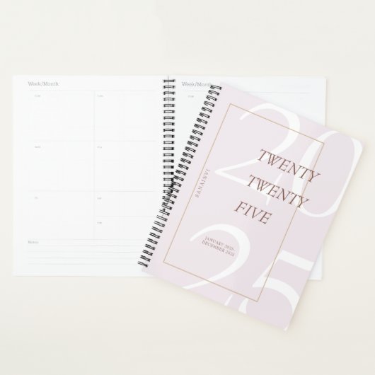 Aangepaste Schattigee Roze Minimal 2025 Kalender P Planner (Display)