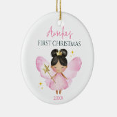 Aangepaste Schattigee Roze Sprookje Baby Meisje 1e Keramisch Ornament (Rechts)