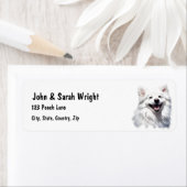 Aangepaste Schattigee Samoyed Dog Adreslabel Etiket (Insitu)