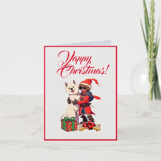 Aangepaste Schattigee Samoyed Dog Met Kleine Meisj Kaart (Voorkant)