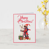 Aangepaste Schattigee Samoyed Dog Met Kleine Meisj Kaart (Gele Bloem)