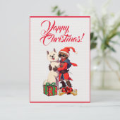 Aangepaste Schattigee Samoyed Dog Met Meisje Xmas  Bedankkaart (Staand voorkant)