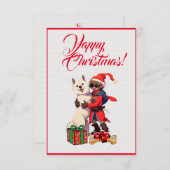 Aangepaste Schattigee Samoyed Dog Met Meisje Xmas  Bedankkaart (Voorkant / Achterkant)