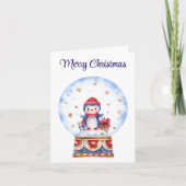 Aangepaste, Schattigee Sneeuw Wereldbol Pinguïn Ke Kaart (Voorkant)