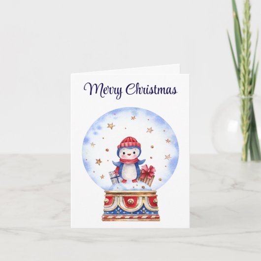 Aangepaste, Schattigee Sneeuw Wereldbol Pinguïn Ke Kaart (Voorkant)