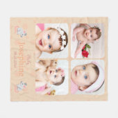 Aangepaste Schattigee Soft Peach Baby Naam Foto Fleece Deken (Voorkant (Horizontaal))