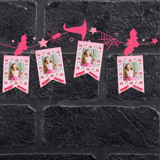Aangepaste Schattigee Spooky Ghost Theme Verjaarda Vlaggetjes