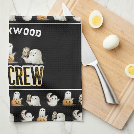 Aangepaste Schattigee Spooky Ghosts Theedoek (Quarter Fold)