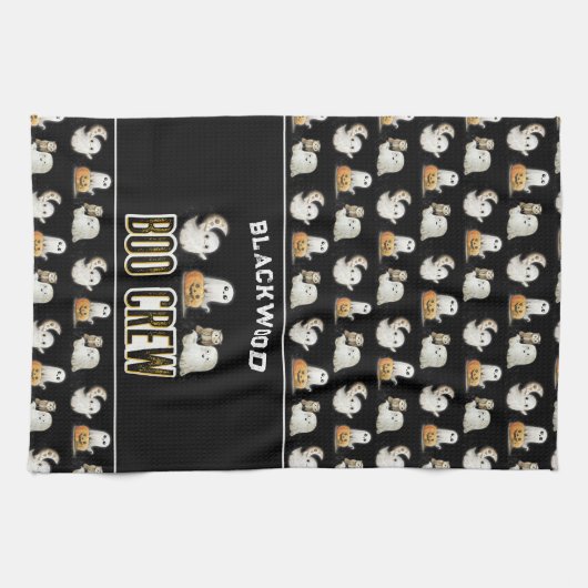 Aangepaste Schattigee Spooky Ghosts Theedoek (Horizontaal)