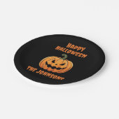 Aangepaste Schattigee Spooky Pumpkin Happy Hallowe Papieren Bordje (Gekanteld)