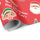 Aangepaste Schattigee Sticker Rode Kerstman Elf Vr Cadeaupapier (Rol Hoek)
