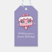 Aangepaste Schattigee Taart Verjaardag en Ballon Cadeaulabel (Voorkant)