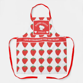 Aangepaste Schattigee trendy witte & rode aardbei  Schort