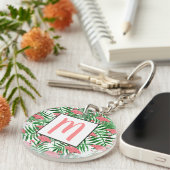 Aangepaste Schattigee Tropische Roze Flamingo Wate Sleutelhanger (Voorkant Rechts)