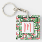 Aangepaste Schattigee Tropische Roze Flamingo Wate Sleutelhanger (Voorkant)