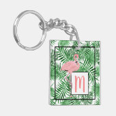 Aangepaste Schattigee Tropische Roze Flamingo Wate Sleutelhanger (Voorkant Links)
