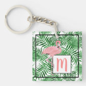 Aangepaste Schattigee Tropische Roze Flamingo Wate Sleutelhanger (Voorkant)