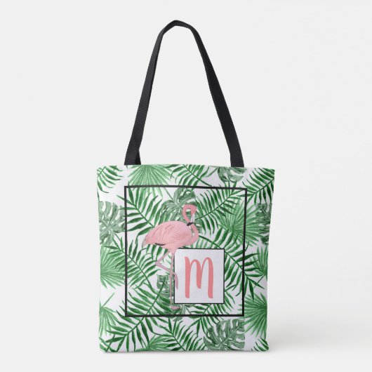 Aangepaste Schattigee Tropische Roze Flamingo Wate Tote Bag (Achterkant)