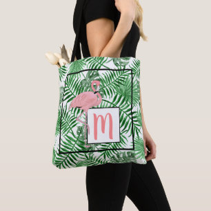 Aangepaste Schattigee Tropische Roze Flamingo Wate Tote Bag