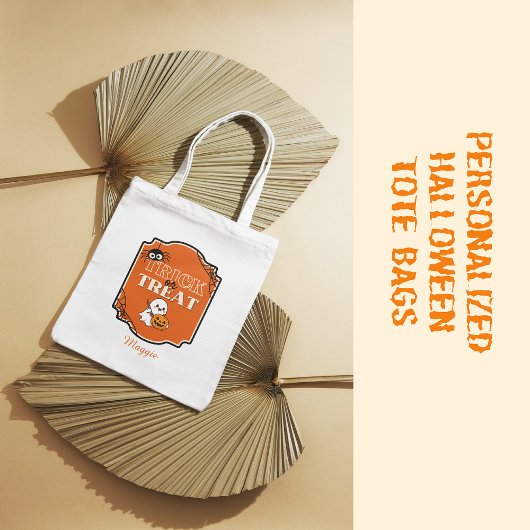 Aangepaste Schattigee truc of traktaties Jack O La Tote Bag