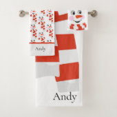 Aangepaste Schattigee vakantie Happy Smiling Snowm Bad Handdoek (Insitu)