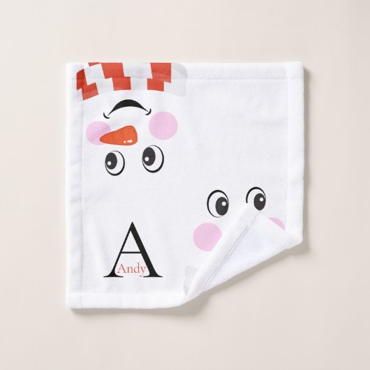 Aangepaste Schattigee vakantie Happy Smiling Snowm Bad Handdoek (Wasdoekje)