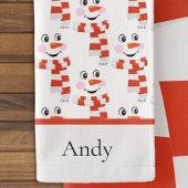 Aangepaste Schattigee vakantie Happy Smiling Snowm Bad Handdoek