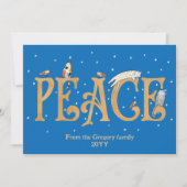 Aangepaste Schattigee Vrede Katten Vogels Sneeuw C Feestdagenkaart (Voorkant)