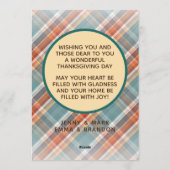 Aangepaste Schattigee Vrolijke Thanksgiving Plaid  Feestdagenkaart (Achterkant)