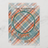 Aangepaste Schattigee Vrolijke Thanksgiving Plaid  Feestdagenkaart (Voorkant / Achterkant)