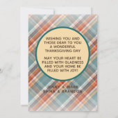 Aangepaste Schattigee Vrolijke Thanksgiving Plaid  Feestdagenkaart (Achterkant)