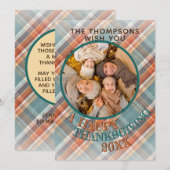 Aangepaste Schattigee Vrolijke Thanksgiving Plaid  Feestdagenkaart (Voorkant / Achterkant)