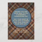 Aangepaste Schattigee Vrolijke Thanksgiving Plaid  Feestdagenkaart (Achterkant)