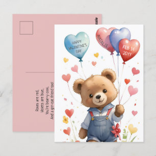 Aangepaste Schattigee Waterverf Teddy Bear Valenti Briefkaart