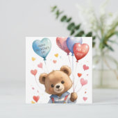 Aangepaste Schattigee Waterverf Teddy Bear Valenti Feestdagenkaart (Staand voorkant)