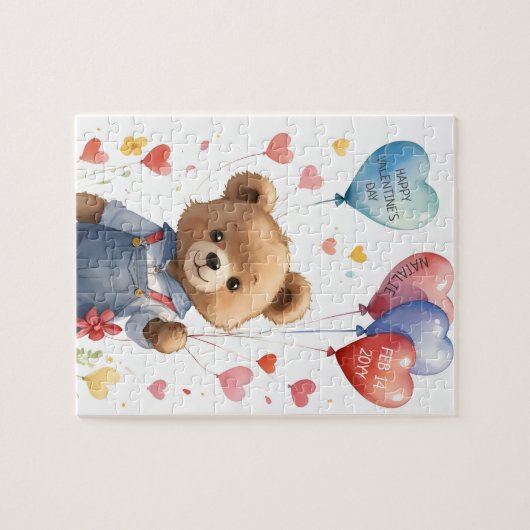 Aangepaste Schattigee Waterverf Teddy Bear Valenti Legpuzzel (Horizontaal)