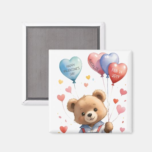 Aangepaste Schattigee Waterverf Teddy Bear Valenti Magneet (Voorkant / Achterkant)