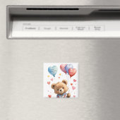 Aangepaste Schattigee Waterverf Teddy Bear Valenti Magneet (Insitu (Vaatwasser))