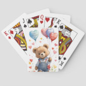 Aangepaste Schattigee Waterverf Teddy Bear Valenti Pokerkaarten (Achterkant)