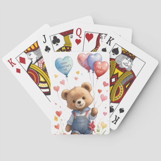 Aangepaste Schattigee Waterverf Teddy Bear Valenti Pokerkaarten (Achterkant)