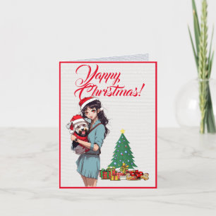 Aangepaste Schattigee Westie Dog Met Kleine Meisje Kaart